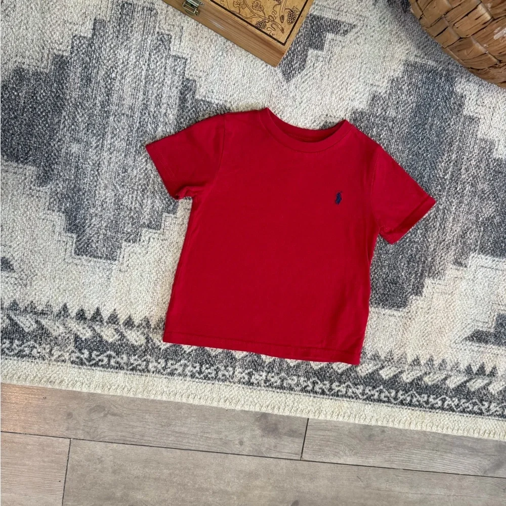 New Ralph Lauren 24 Months Boys' Red Short-Sleeve Polo Tee with Navy Pony